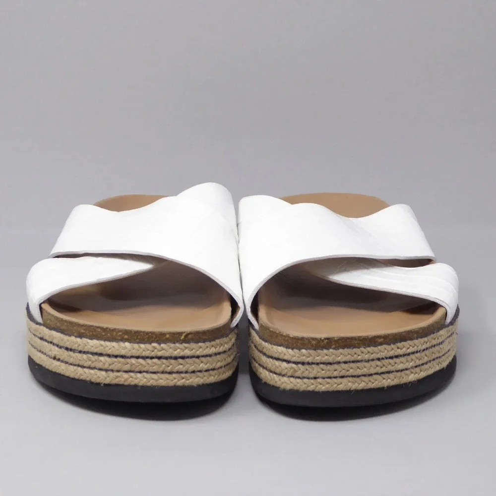 Aquatalia White Cross-Strap Platform Sandals - Picture 2 of 9